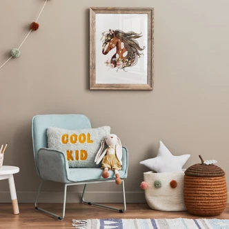 Boho paardenhoofd poster met bloemenkrans | paardenmotief voor de kinderkamer 