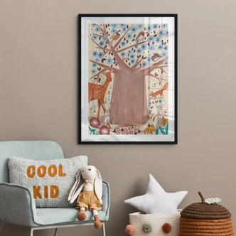 Poster Levensboom met bosdieren - Bonne Müller 