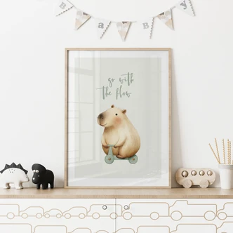 Póster infantil Capibara en Rollo - Flow saying 