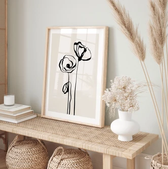 Poster Line Art Deux coquelicots - Cats & Dotz 