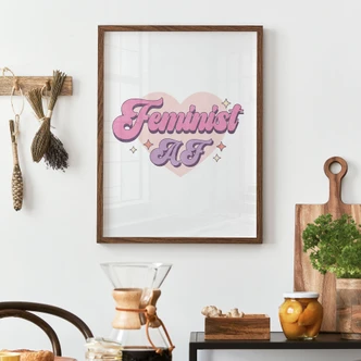 Poster met verklaring - Feminist AF Roze Hart 