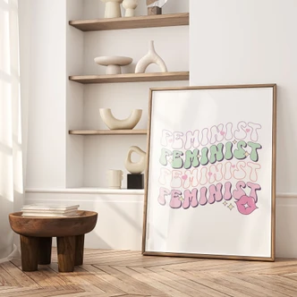 Poster Feministische Kus Mond Pop Art 