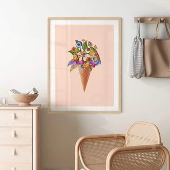 Poster Frida Floral Studio - Blumige Eistüte 