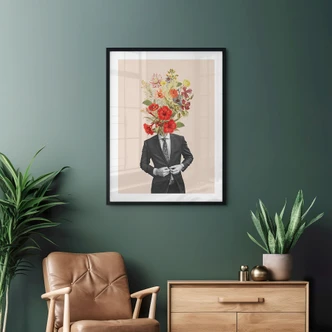 Poster Mann im Anzug mit Wildblumen - Frida Floral Studio 