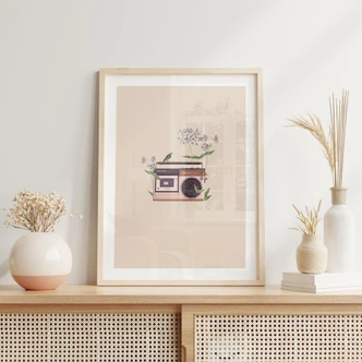Poster Retro Radio floral - Frida Floral Studio 