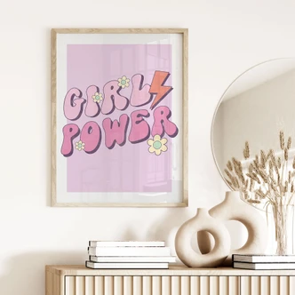 Typografie Poster Girl Power Retro Belettering Paars 