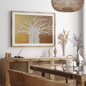 Poster Weißer Lebensbaum abstrakt - Grande 