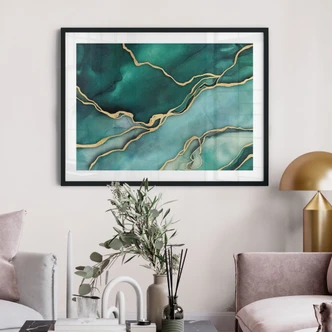 Poster Marmo in oro-verde - Haase 