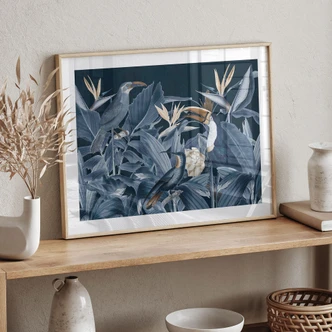 Póster Aves tropicales en el bosque de noche - Haase 