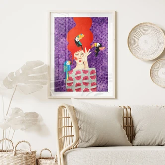 Poster Frau mit Tukan-Trio - Hülya 