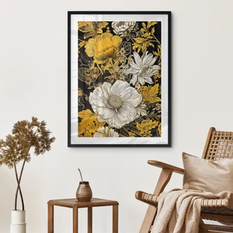 Póster Flores - Esplendor de flores en ocre - Jaszke 