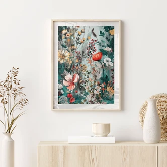 Póster Floral - Pradera primaveral con flores - Jaszke 