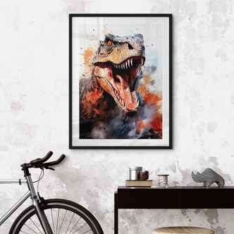 Póster del dinosaurio T-Rex: el rostro salvaje de la prehistoria - Jaszke 