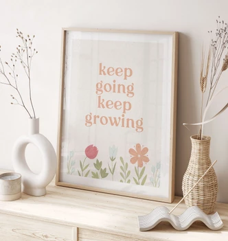 Poster Keep going keep growing | Mindset-poster med motiverande slogan 