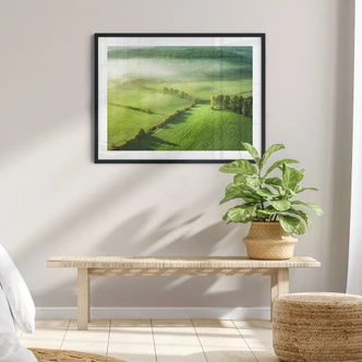 Poster Idyllische Felder im Nebel - Keller 