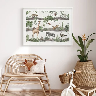 Plakat do przedszkola - Afrykańskie zwierzęta w dżungli - Kikki Belle 