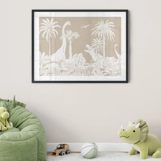 Póster Dinosaurios en la jungla salvaje - Marrón - Kikki Belle 