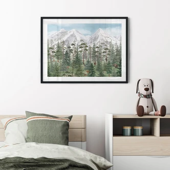 Plakat zwierzęta leśne w zielonym alpejskim lesie | motyw natury do pokoju dziecięcego - Kikki Belle 