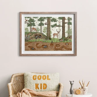 Plakat dla przedszkola - Ukryte obiekty leśne zwierzęta - Kikki Belle 