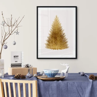 Poster Kubistika - Sapin de Noël en or 
