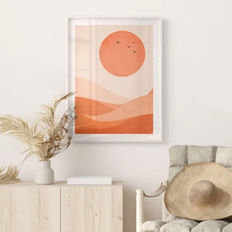 Plakat Harmonisk landskab orange - Kubistika Plakat Harmonisk landskab orange - Kubistika