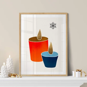 Poster Kubistika - Kerstkaarsen - Kerstposter 