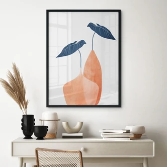Plakat Monstera-blade i to abrikosfarvede vaser - Kubistika Plakat Monstera-blade i to abrikosfarvede vaser - Kubistika