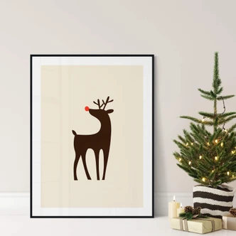 Poster Kubistika - Rendier - Kerstposter 