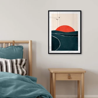 Plakat Kubistika - Sunset and Birds Plakat Kubistika - Sunset and Birds