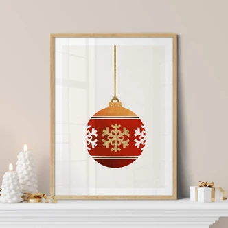 Poster Kubistika - Boule de Noel avec des Flocons de Neige 