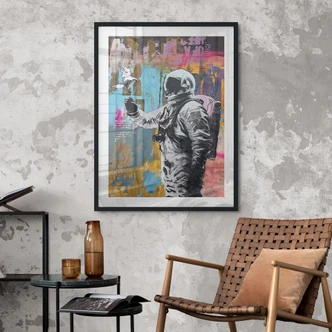 Poster Astronaute avec colombe | Collage d'art pour le salon - Kuryliuk 
