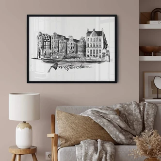 Póster Amsterdam - Blanco y negro - Love your City 