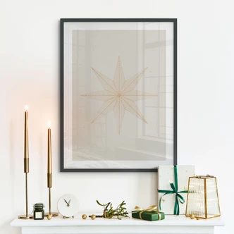 Kerstposter Geometrische gouden ster - Magnusson Kerstposter Geometrische gouden ster - Magnusson