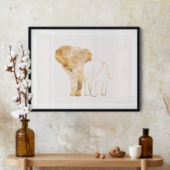 Poster Manovski - Line Art - Goldene Elefanten 