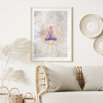 Poster Lotus positie - Meditatie in het gouden licht - Manovski 