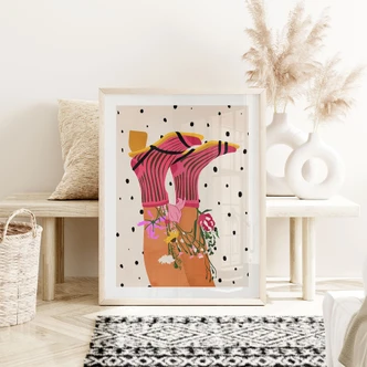 Poster L'amour des chaussettes rencontre le flower power - Mokate 