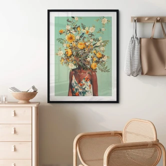 Póster Polilla - Mujer con flores de verano en la cabeza 