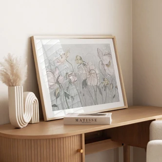 Poster di fiori in stile vintage in grigio - Ms Tiff 