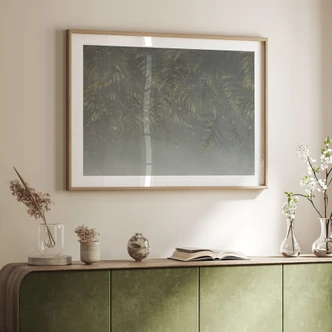 Poster felce nella foresta nuvolosa in verde - Ms Tiff 