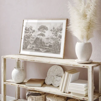 Poster Landschaft mit Gartenlandschaft in Beige - Ms Tiff 