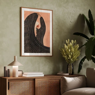 Poster vrouw met zwart gestreepte jurk - Müller 