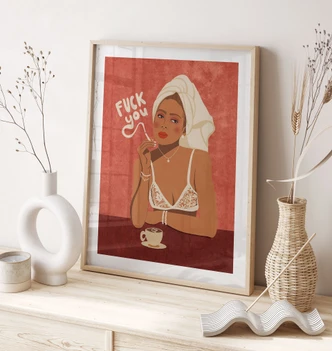 Poster Fuck you - Koffie met sigaret - Oltmanns 