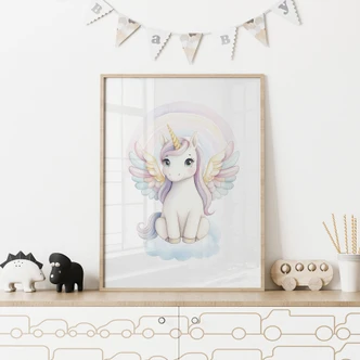 Poster Licorne pastel avec arc-en-ciel | Créature mythique magique pour enfants Poster Licorne pastel avec arc-en-ciel | Créature mythique magique pour enfants