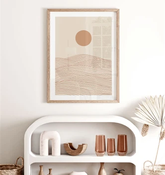 Poster Lever de soleil sur un désert abstrait - Playell 