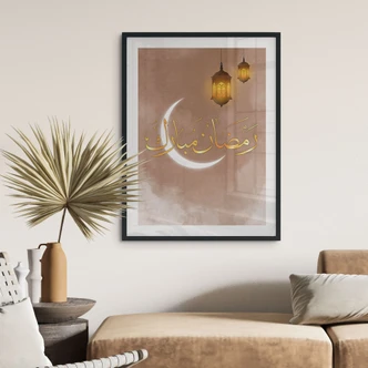 Poster Ramadan Mubarak with lanterns 