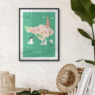 Posterkarta över Bali - Floder Posterkarta över Bali - Floder