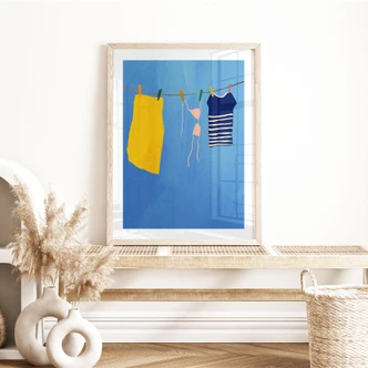 Poster Zomerondergoed onder een blauwe hemel - Rivers 