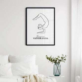 Plakat - Yoga Skorpion - Line Art 