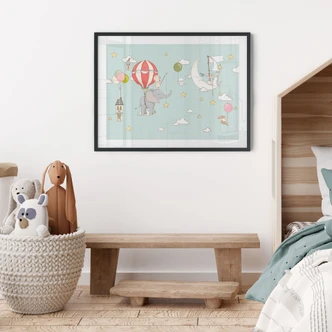 Poster Animali volanti con mongolfiera - Skellern 