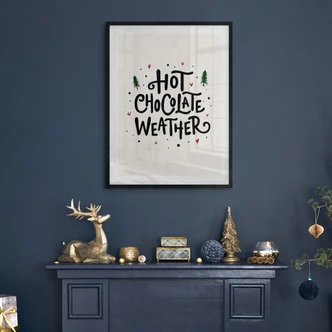 Winterse slogan poster - Warme Chocolade Kerst Print - Soley 